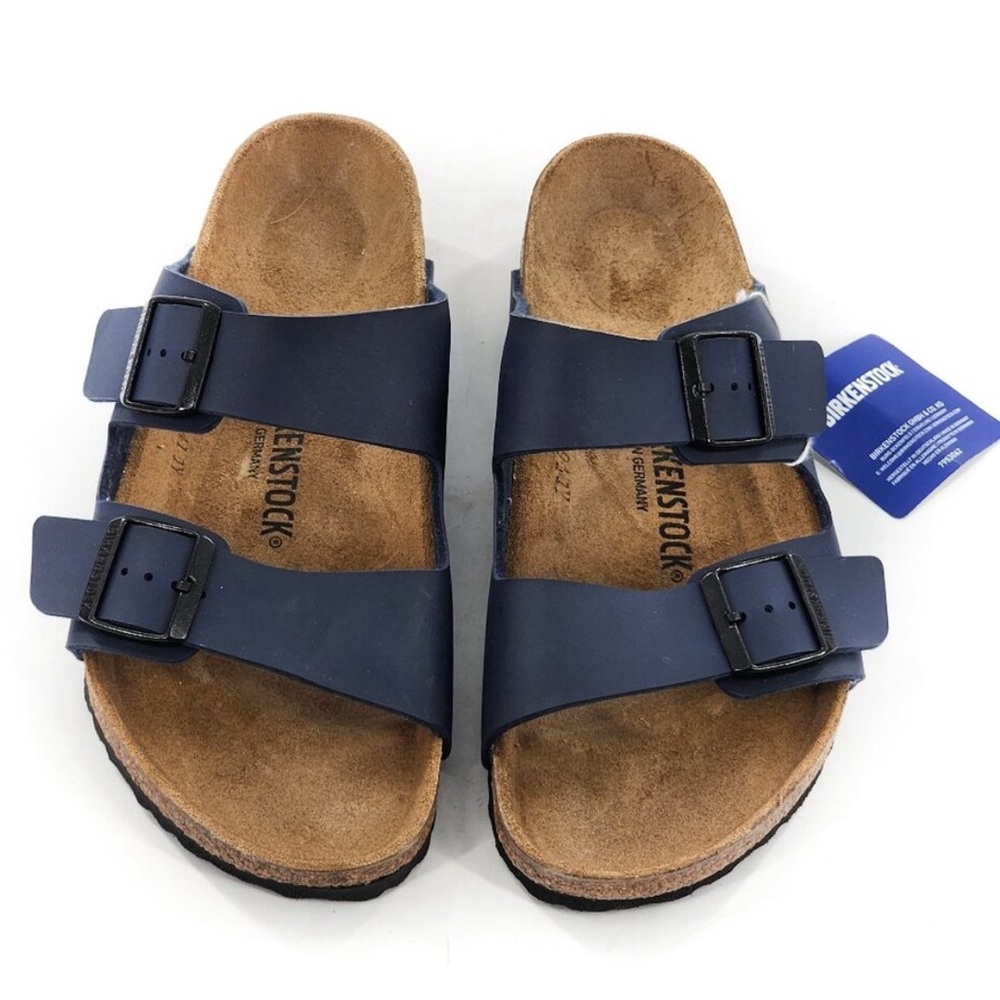 Birkenstock Unisex navy leather sandals. Brand new never worn.